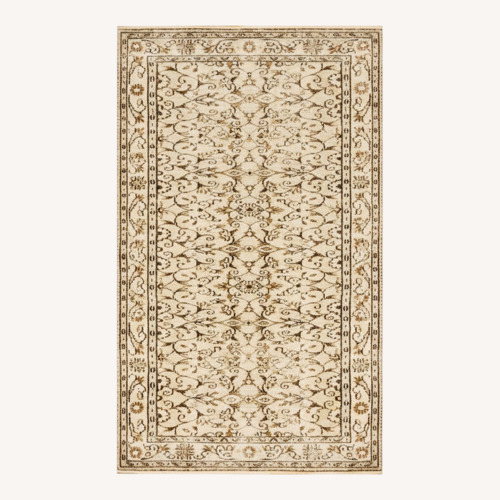 Used Vintage Turkish Handmade Floral Green Rug for sale on AptDeco