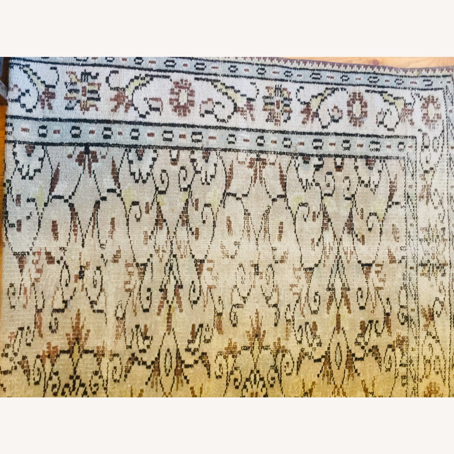 Vintage Turkish Handmade Floral Green Rug - image-6