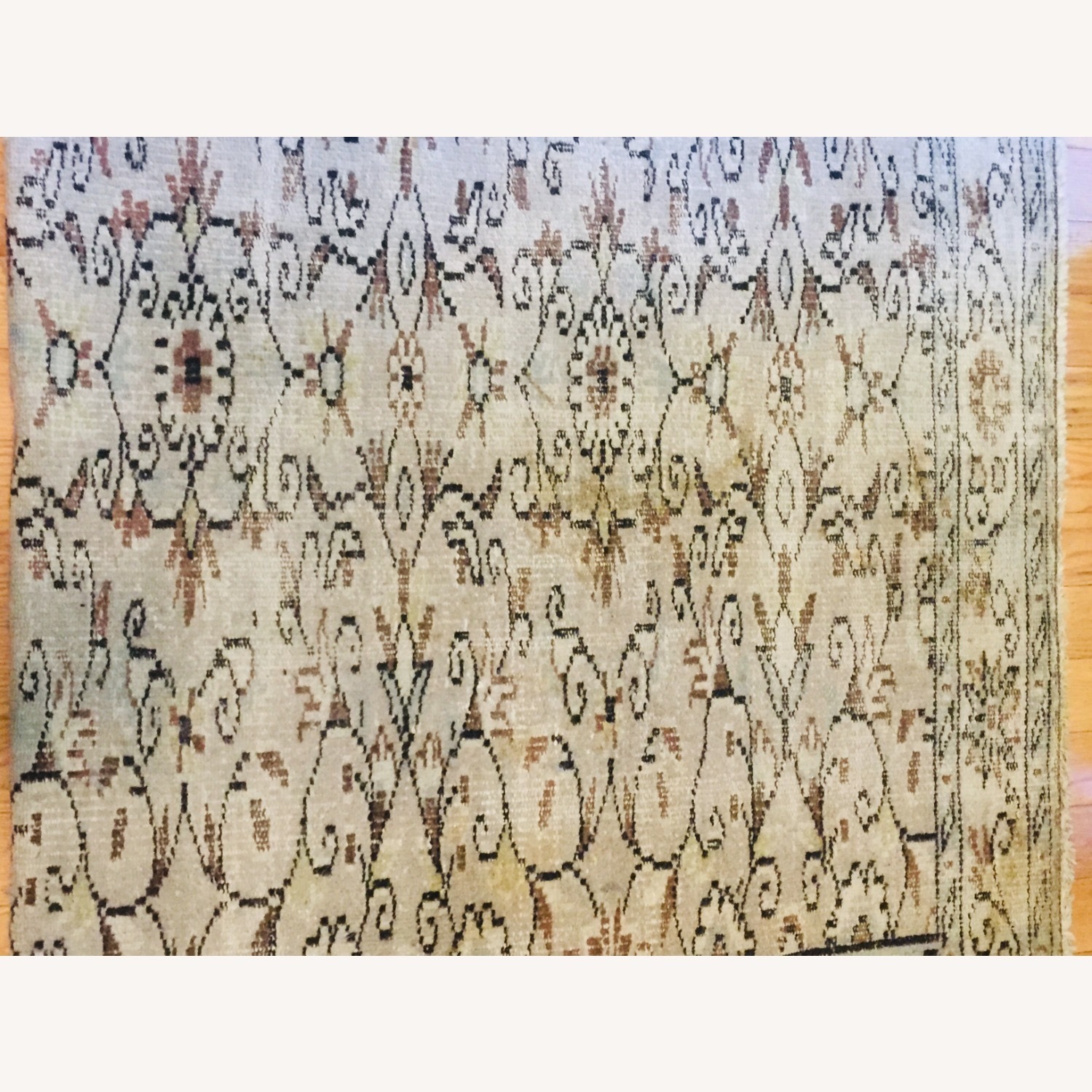 Vintage Turkish Handmade Floral Green Rug - image-7
