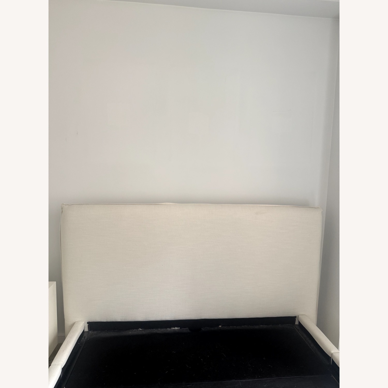 West Elm Freya Flange White Linen Queen Bed - image-4