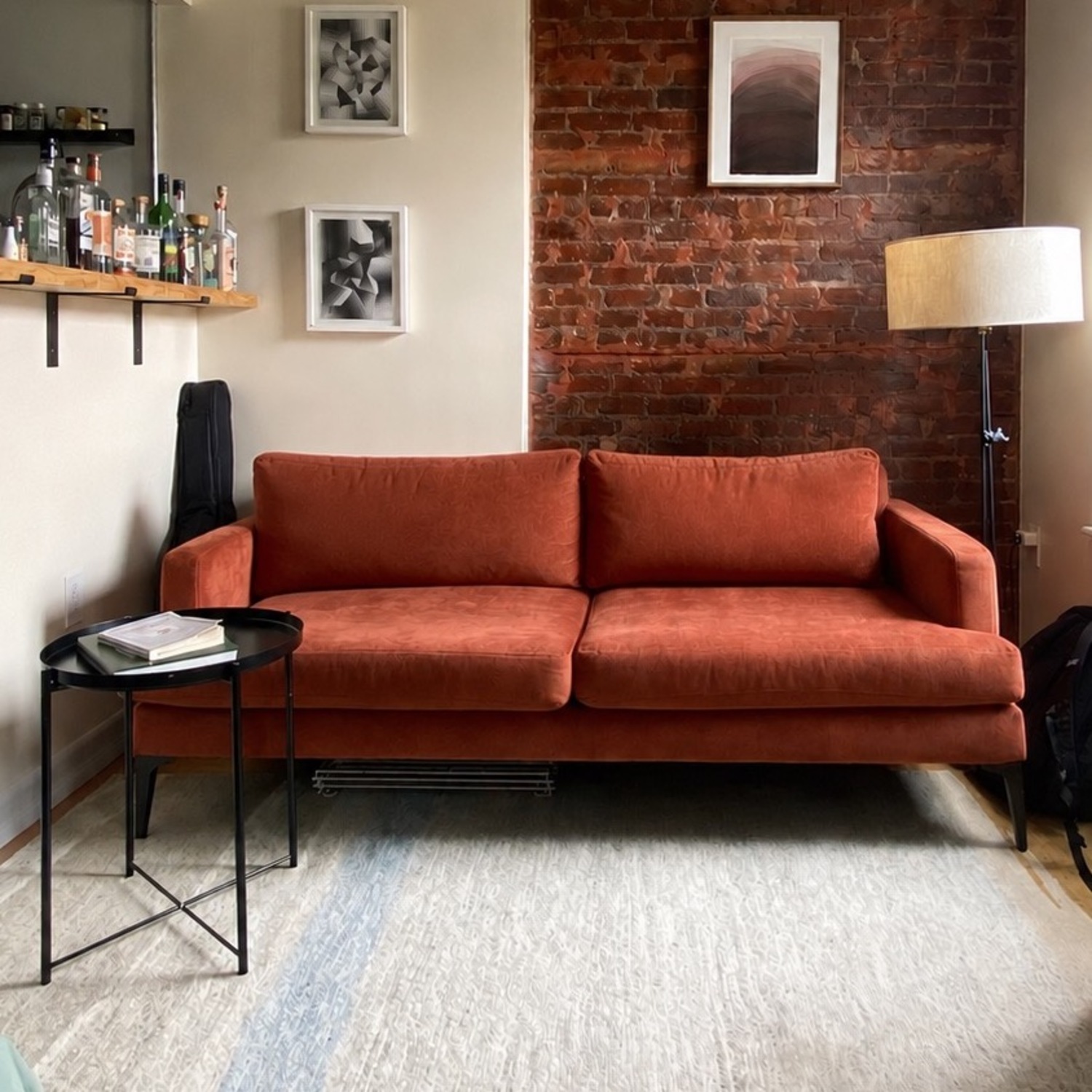 West Elm Andes Sofa Brick Velvet - image-2