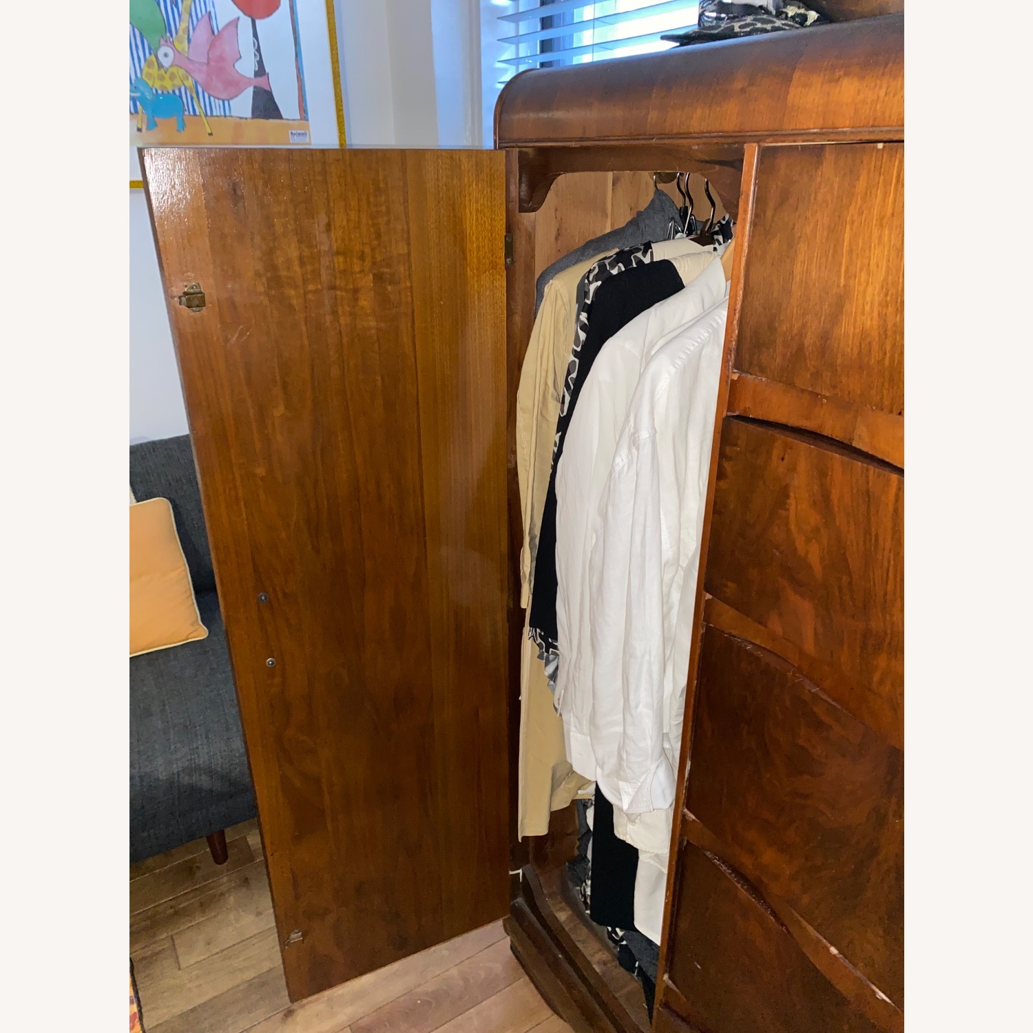 Tri Bond Vintage Art Deco Waterfall Armoire - image-8