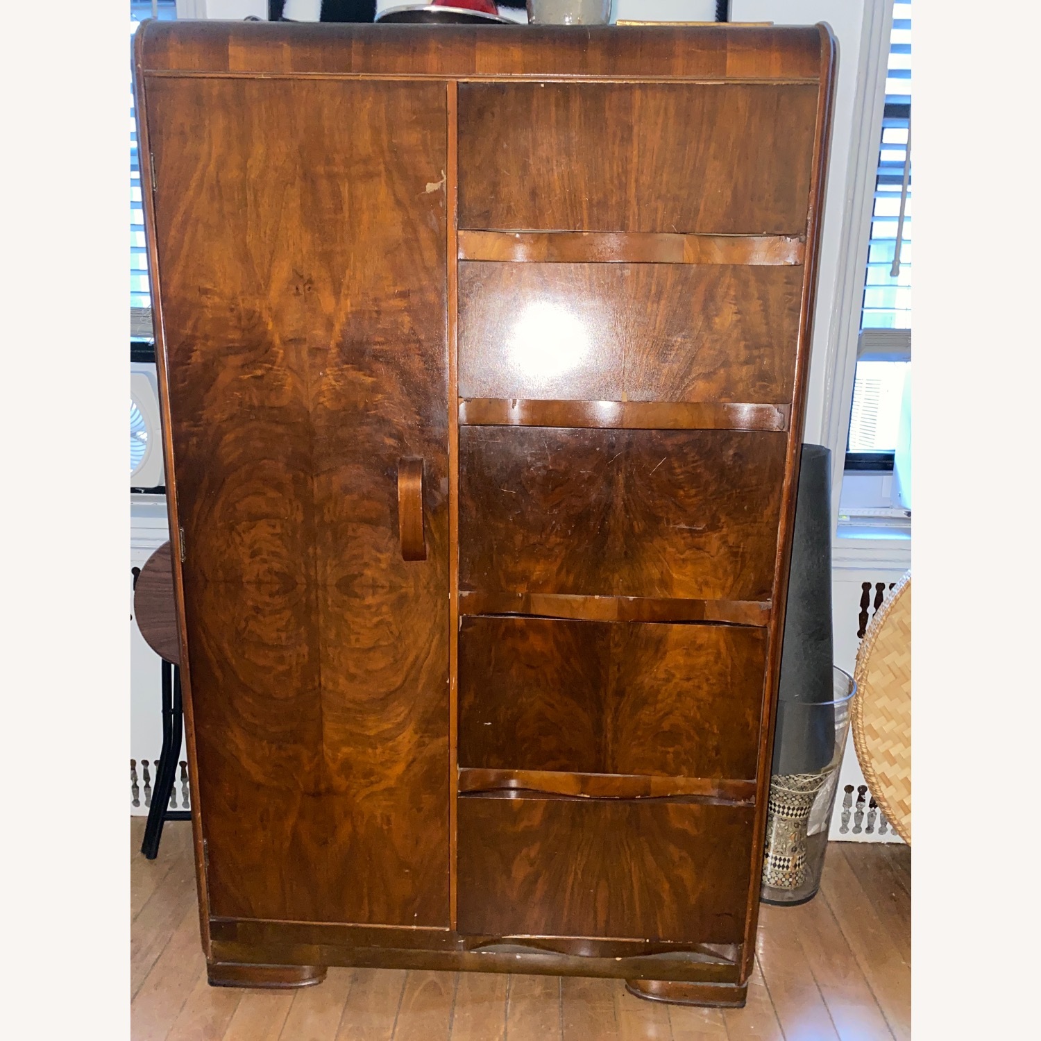 Tri Bond Vintage Art Deco Waterfall Armoire - image-9