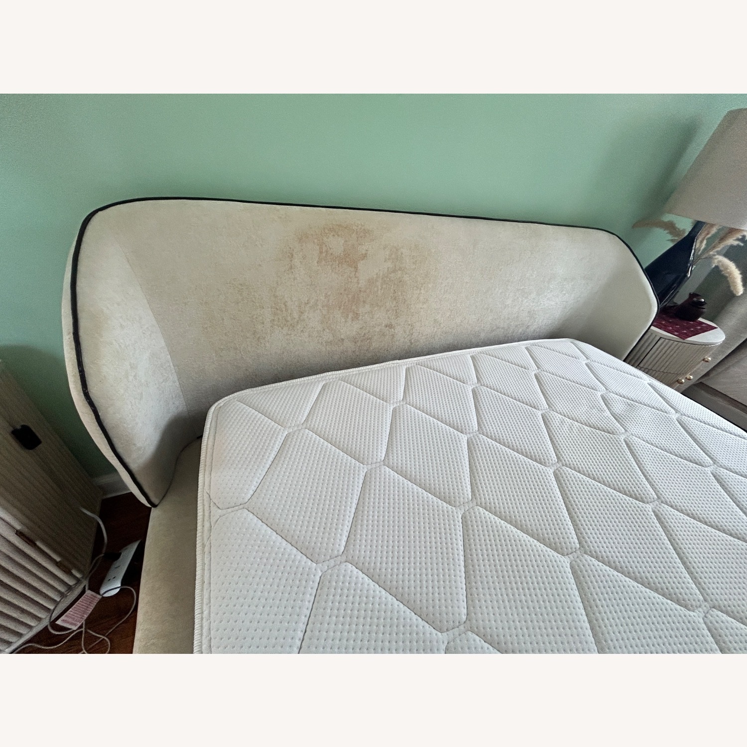 CB2 Antoni Cream Velvet Queen Bed  - image-4