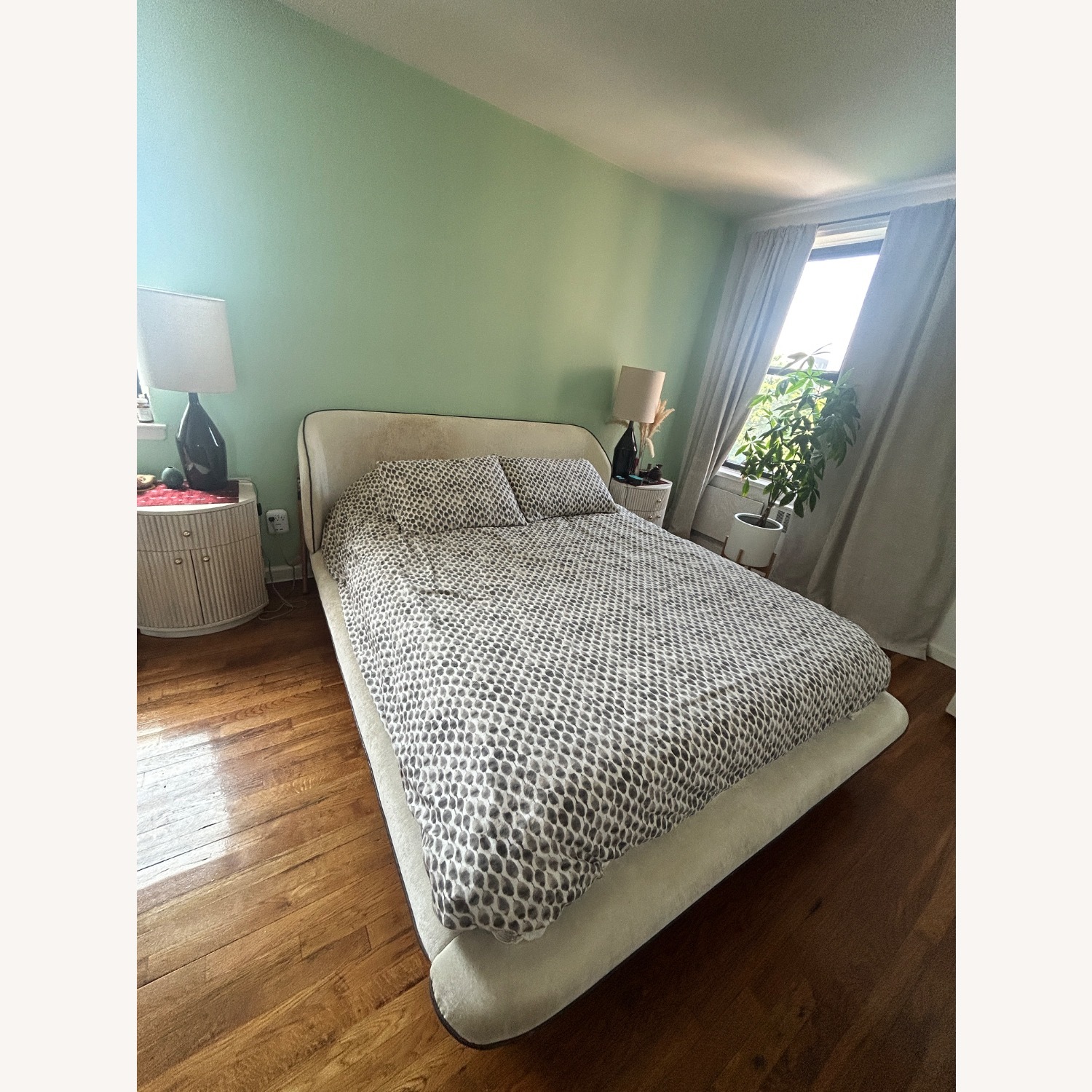 CB2 Antoni Cream Velvet Queen Bed  - image-3
