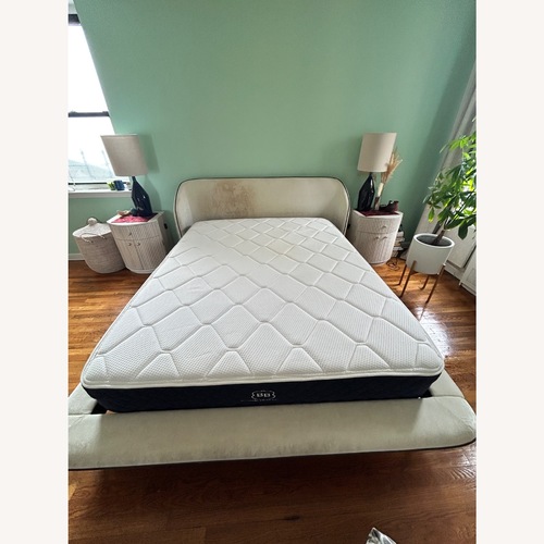 Used CB2 Antoni Cream Velvet Queen Bed  for sale on AptDeco