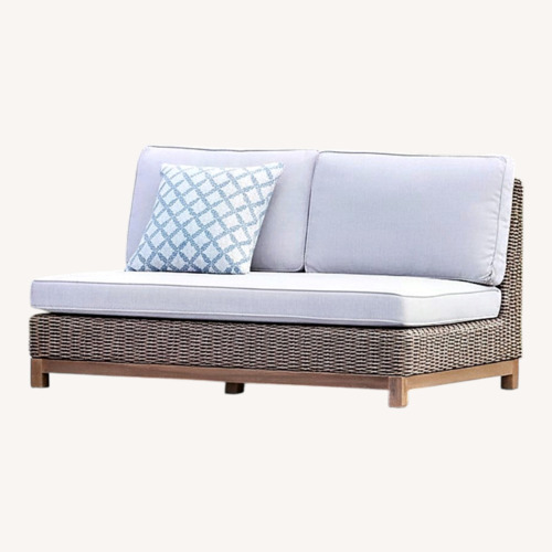 Used Anthropologie Meadowbrook Teak Base Wicker Armless Sette for sale on AptDeco