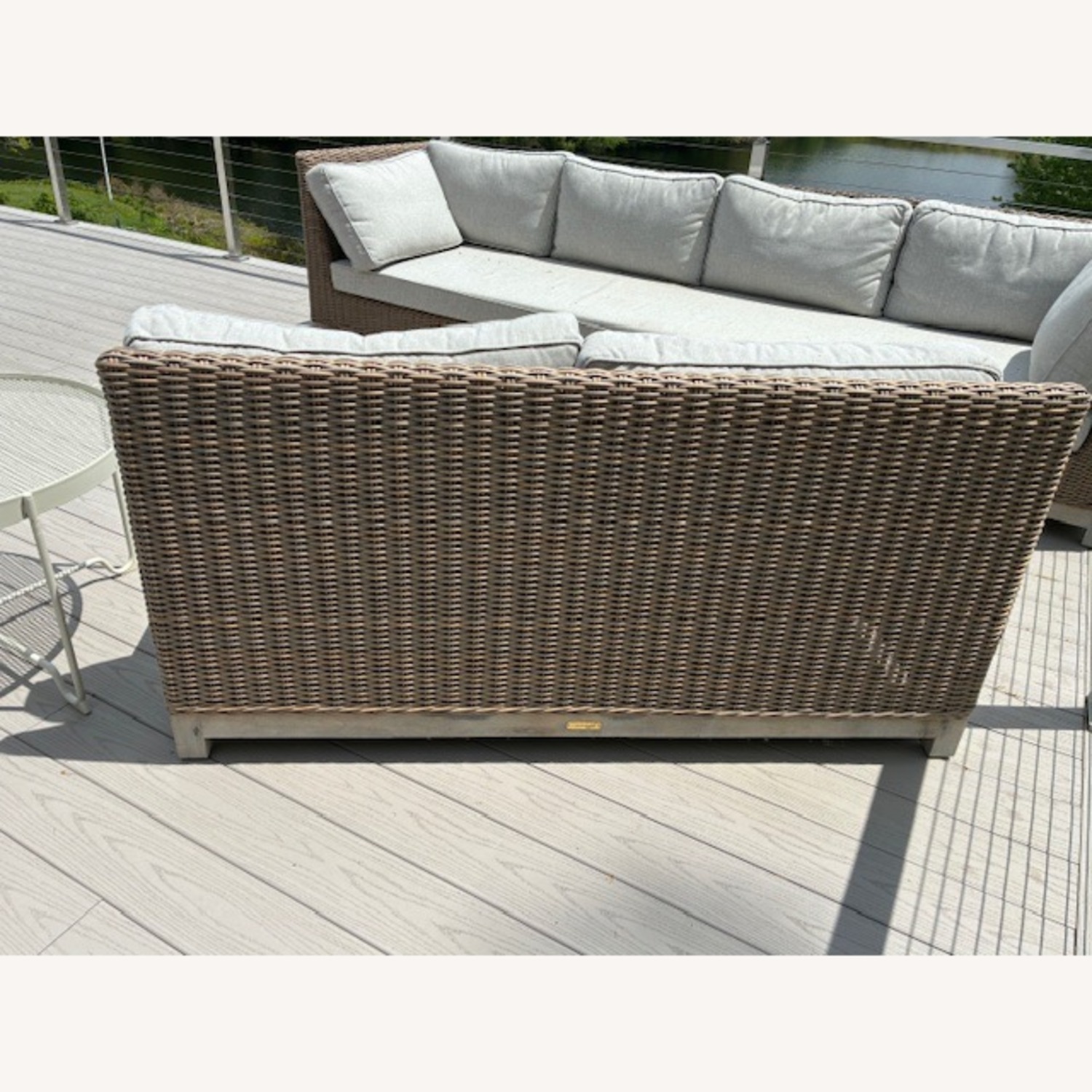 Anthropologie Meadowbrook Teak Base Wicker Armless Sette - image-3