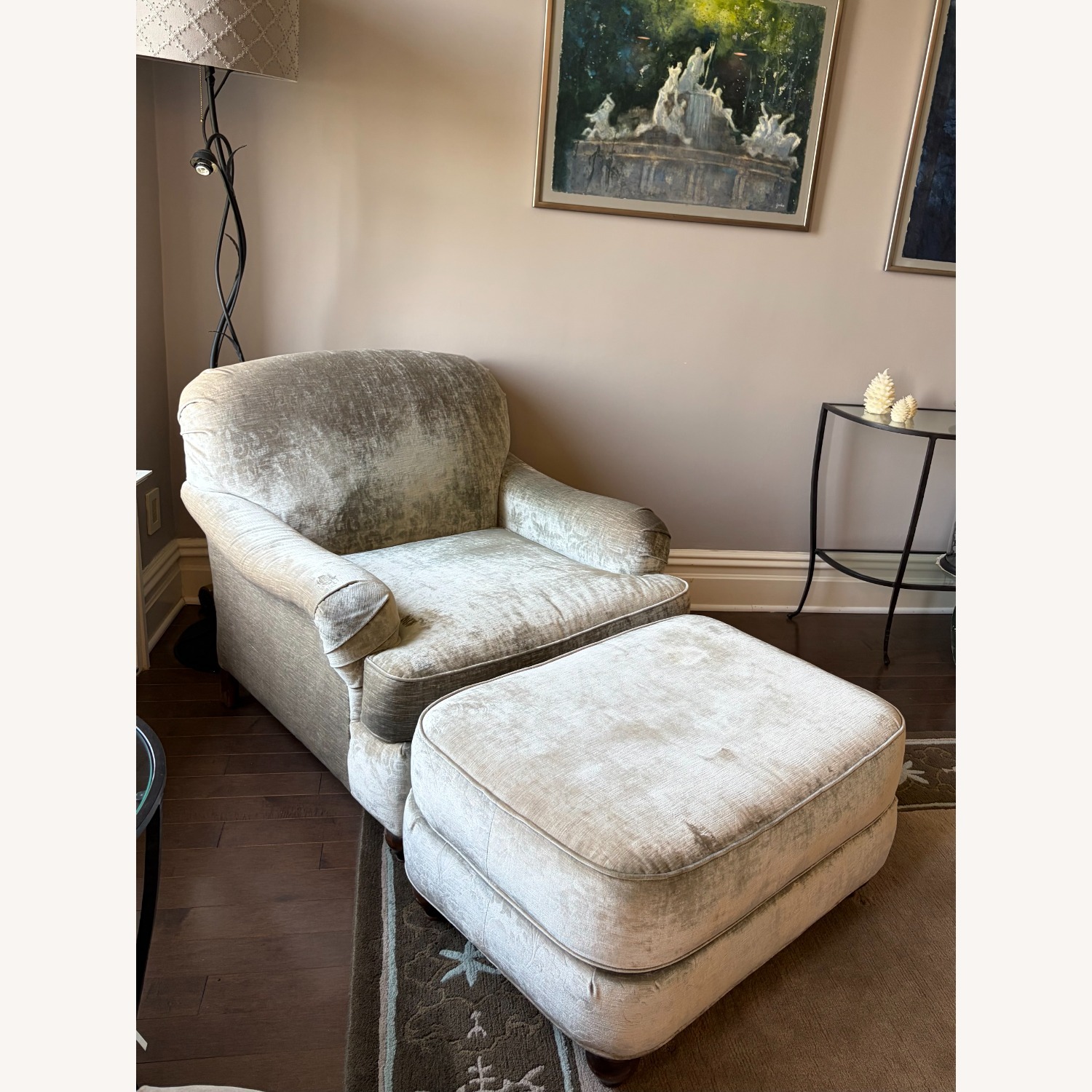Vintage Domain Furniture Blue Velvet Armchair - image-2