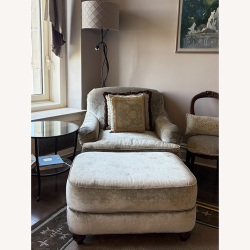 Used Vintage Domain Furniture Blue Velvet Armchair for sale on AptDeco