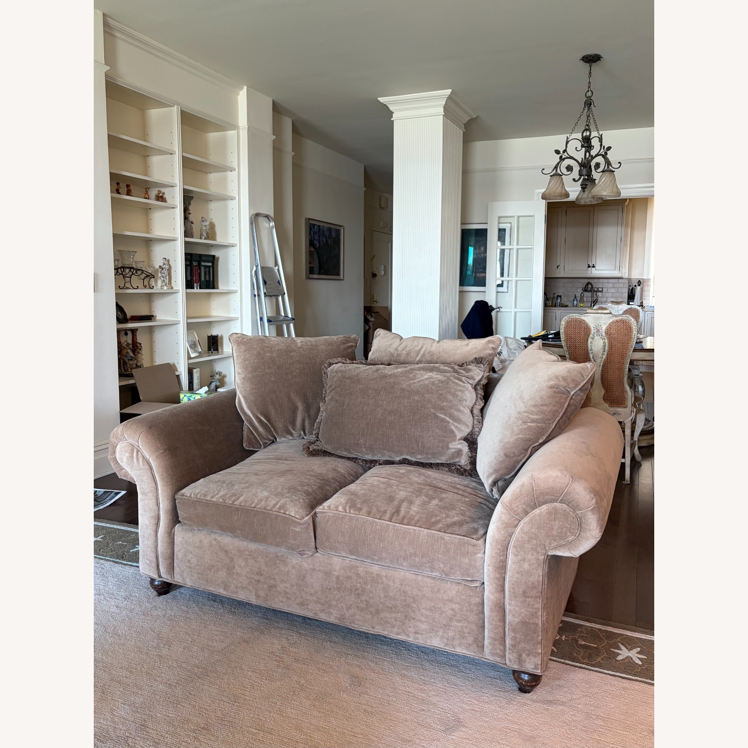 Vintage Domain Furniture Light Brown Suede Sofa - image-3