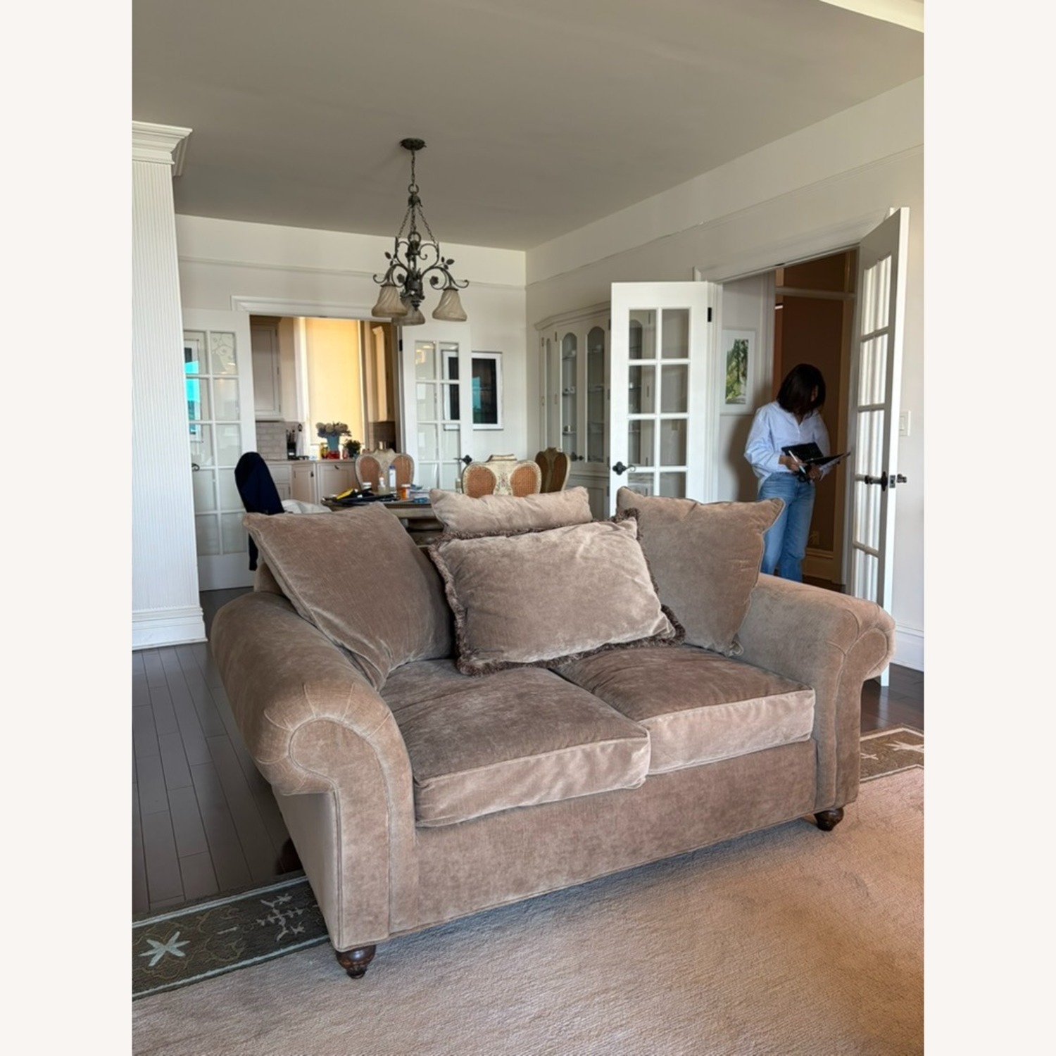 Vintage Domain Furniture Light Brown Suede Sofa - image-2
