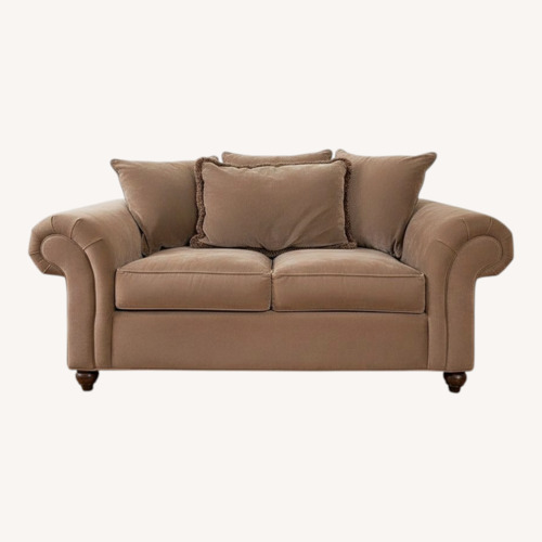 Used Vintage Domain Furniture Light Brown Suede Sofa for sale on AptDeco