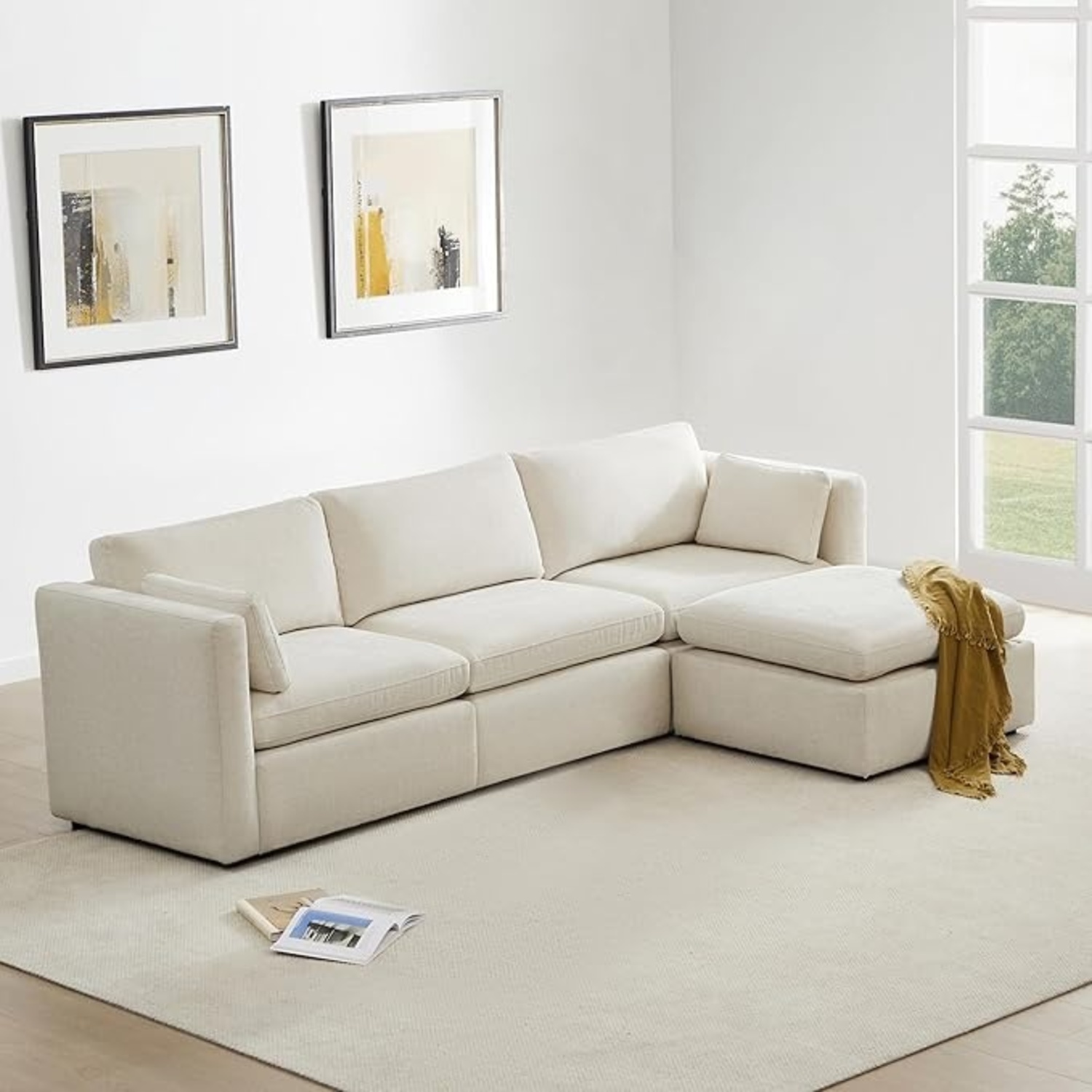 Chita Natural Fabric 3+ Piece Sectional - image-5