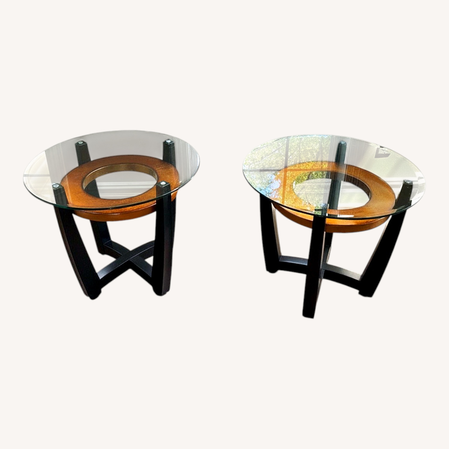 Black/Bronze Glass Side Tables - image-0