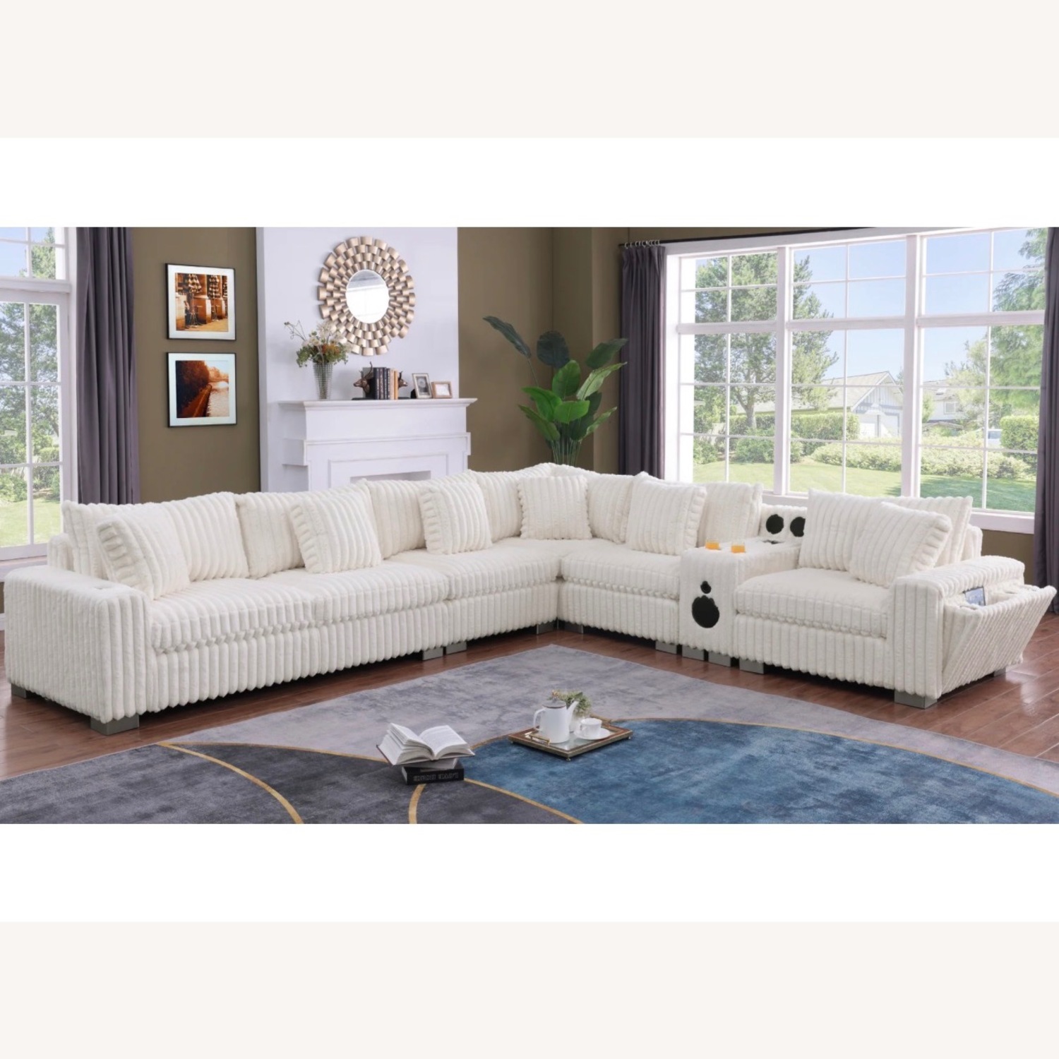  7 Piece Cream Modular Sectional with Console  - image-6