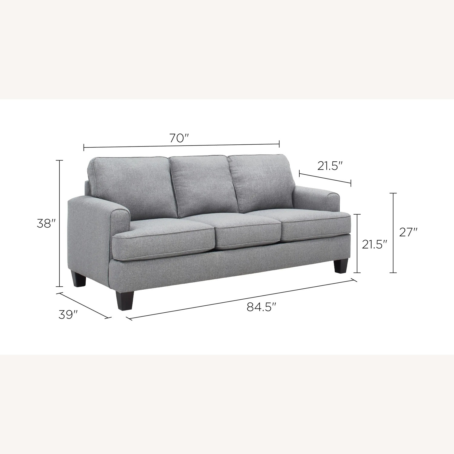 Alphie Light Gray Fabric 3+ Seater Sofa - image-2