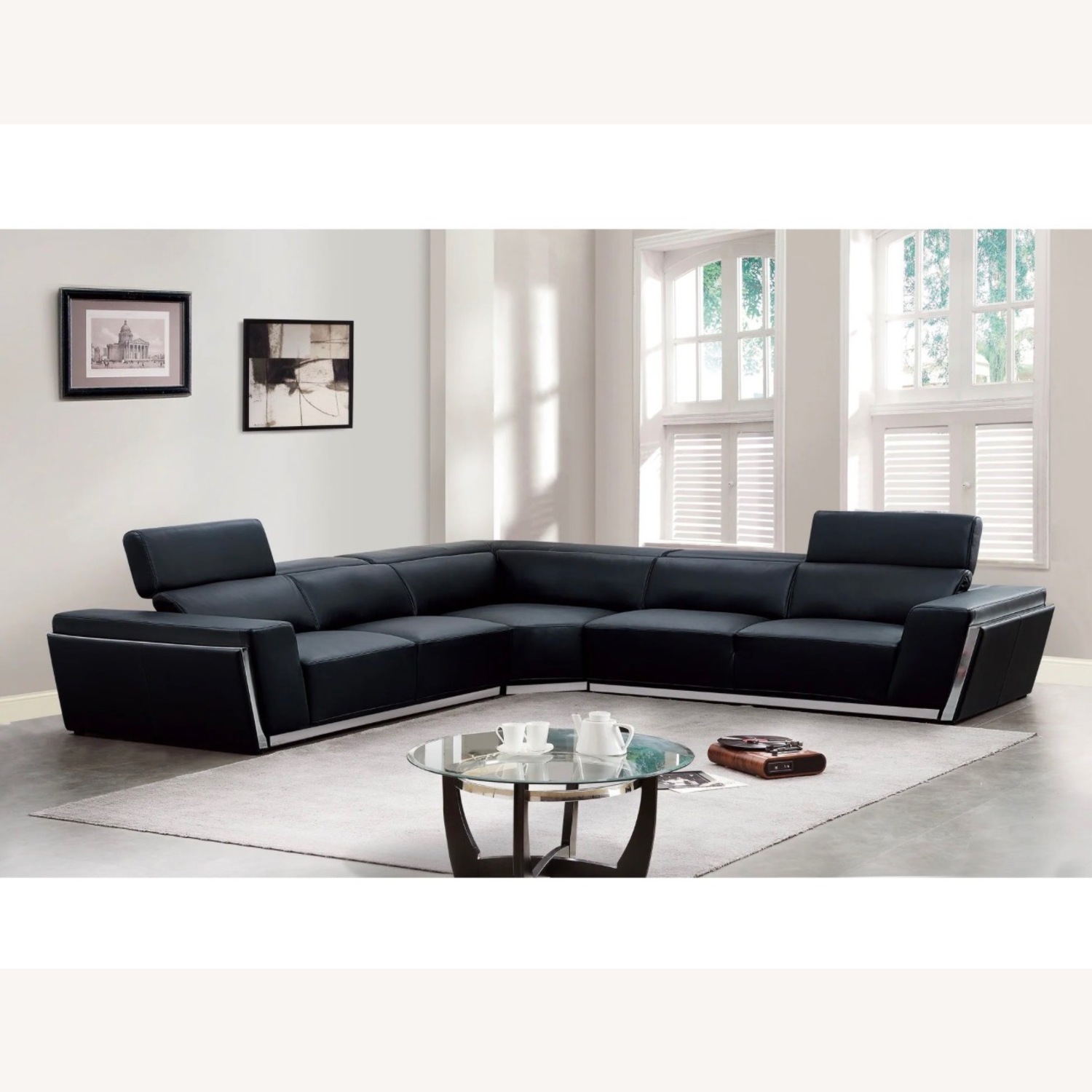 Domo Italian Leather Match Sectional - image-4