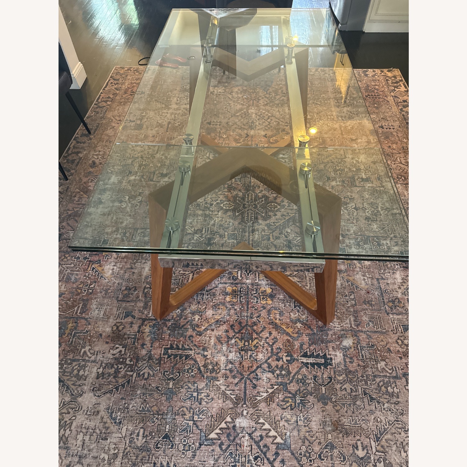  Light Brown Glass Dining Table - image-1