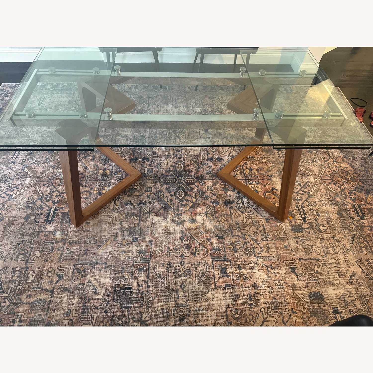  Light Brown Glass Dining Table - image-2