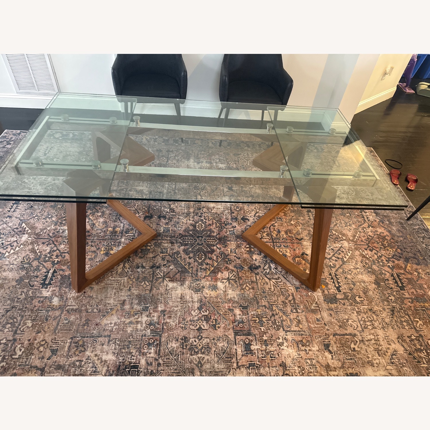  Light Brown Glass Dining Table - image-3