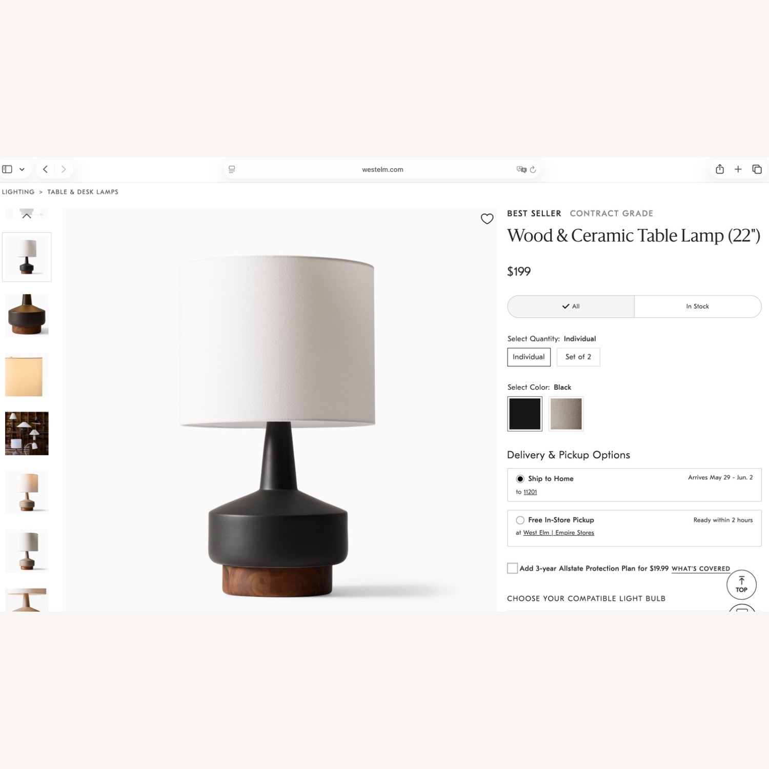 West Elm Wood & Ceramic Table Lamp (22") - image-8