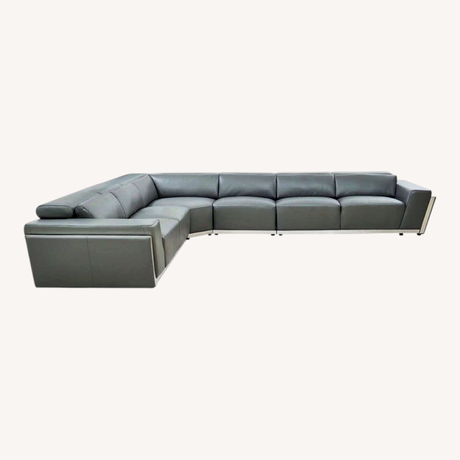 Domo Italian Leather Match Sectional - image-0