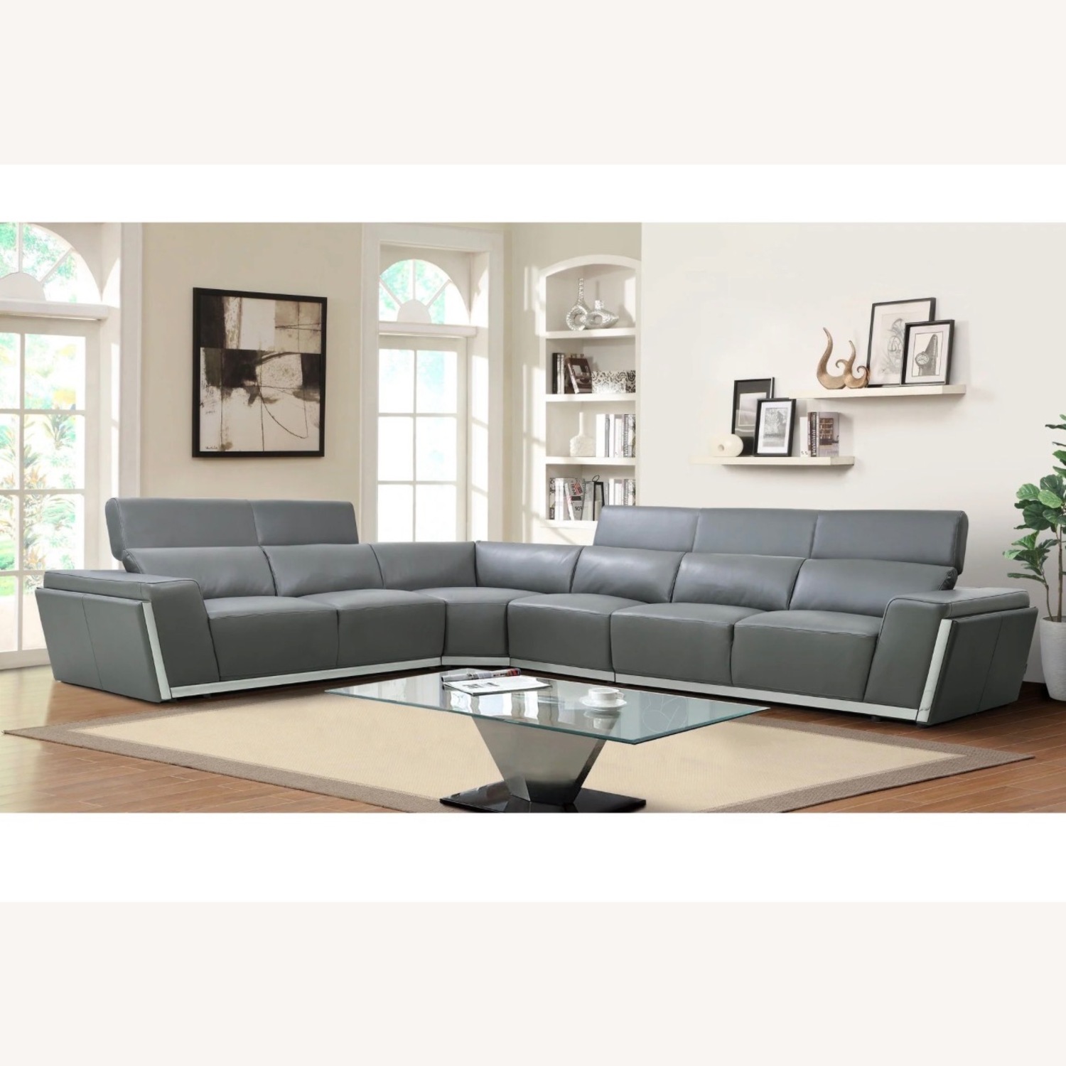 Domo Italian Leather Match Sectional - image-5