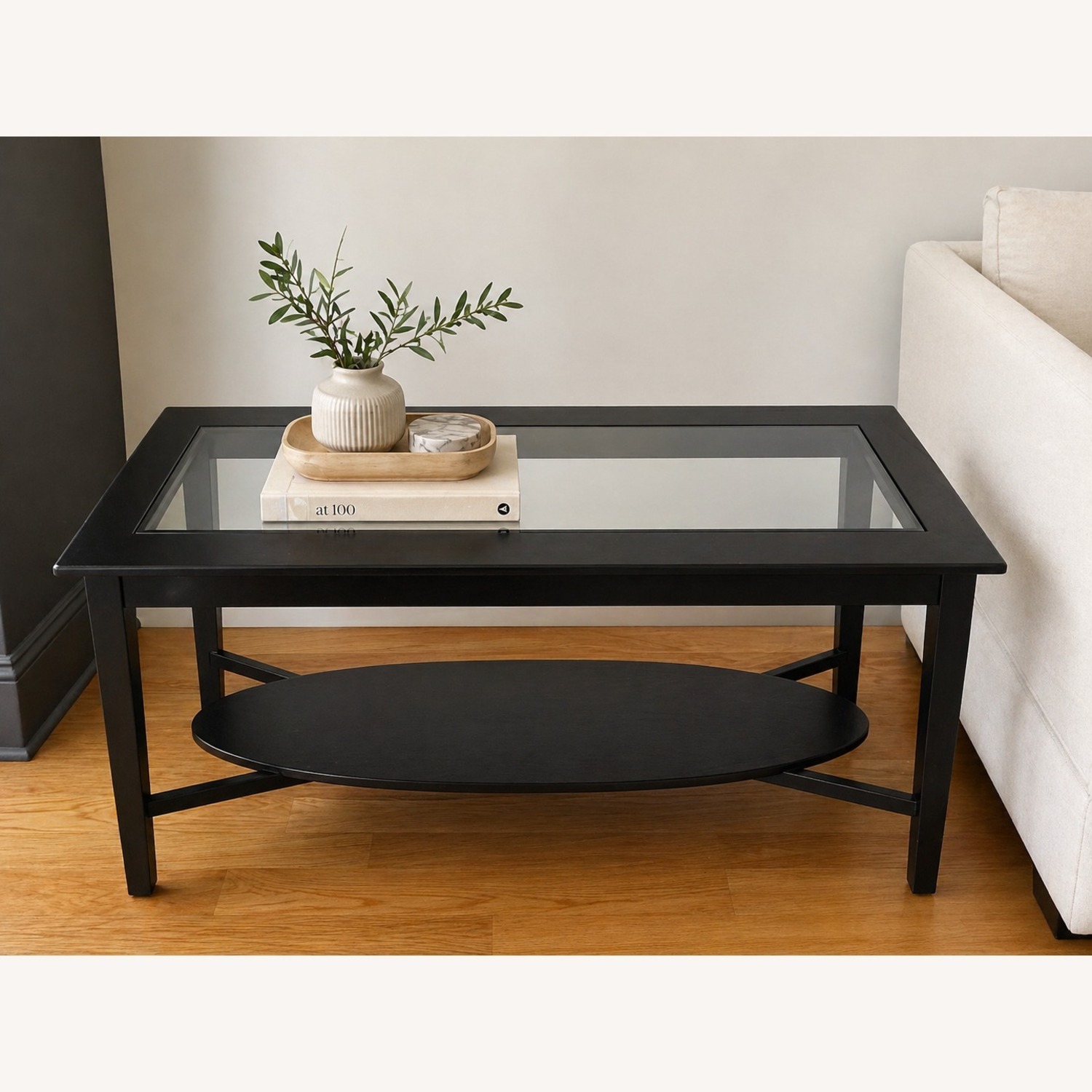 Elegant Wood and Glass Console Table - image-2
