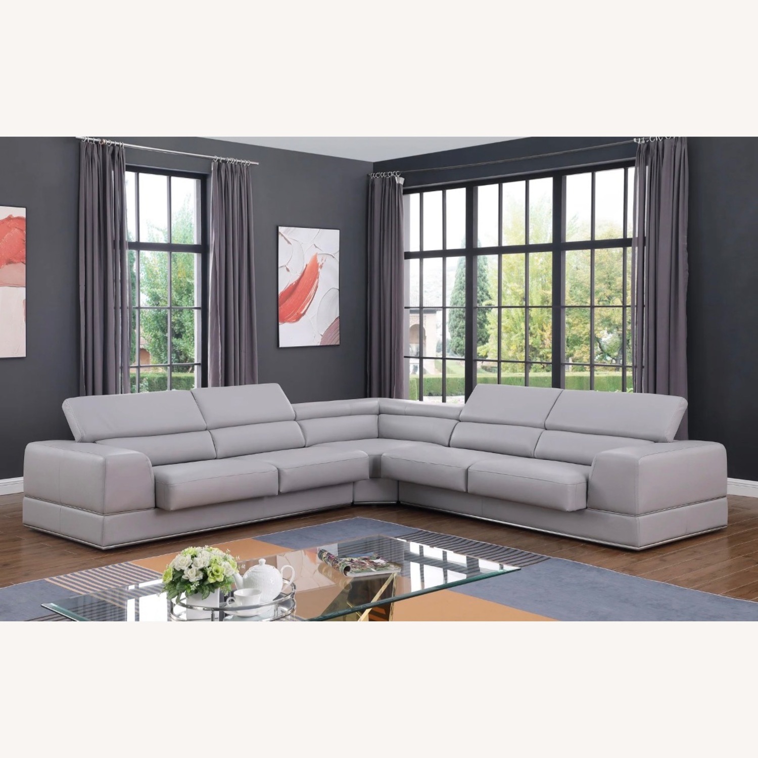 Pella Italian Leather Match Sectional - image-8