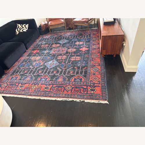 Used CB2 Eros Hand-Knotted Red and Blue Area Rug  8' x 12' for sale on AptDeco