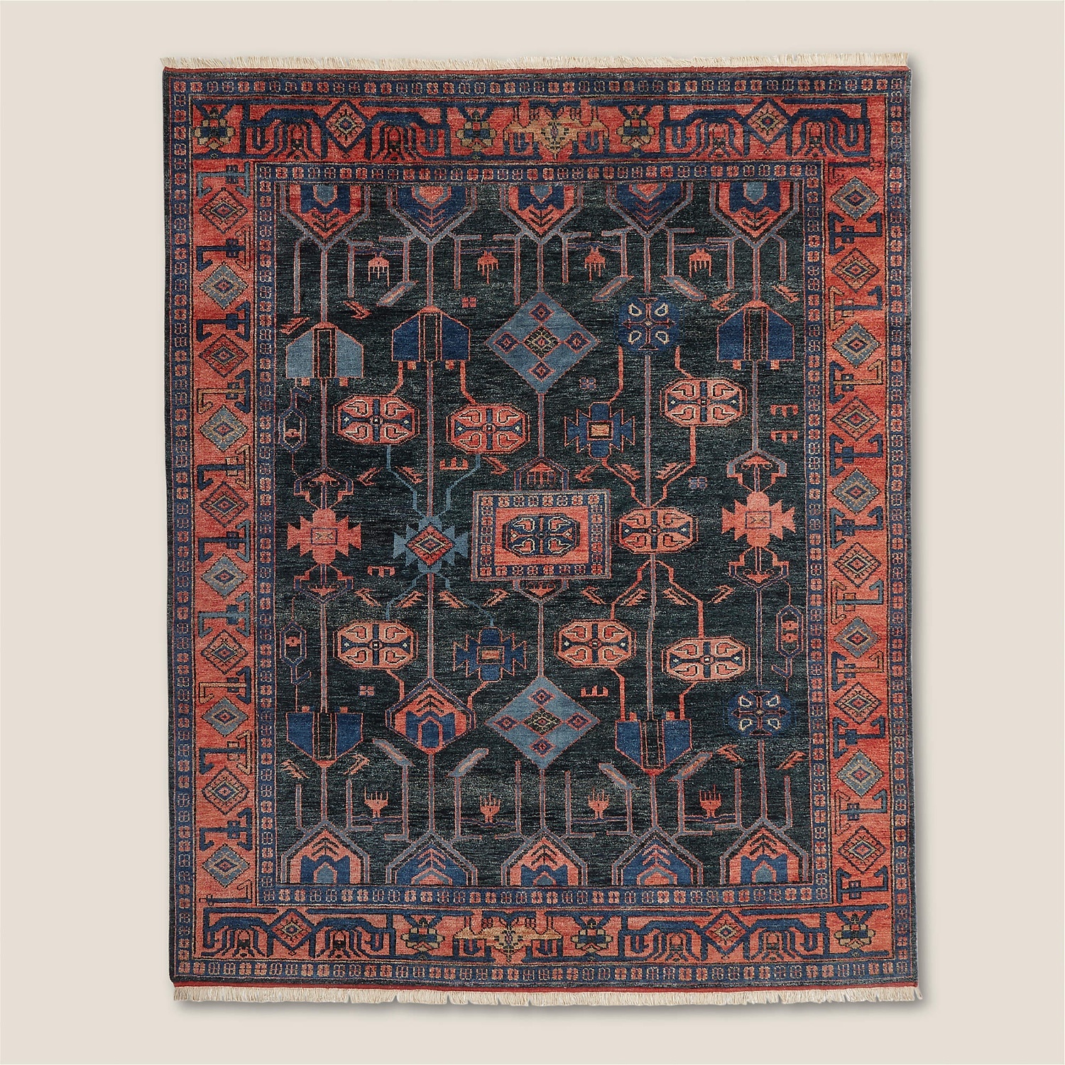 CB2 Eros Hand-Knotted Red and Blue Area Rug  8' x 12' - image-4
