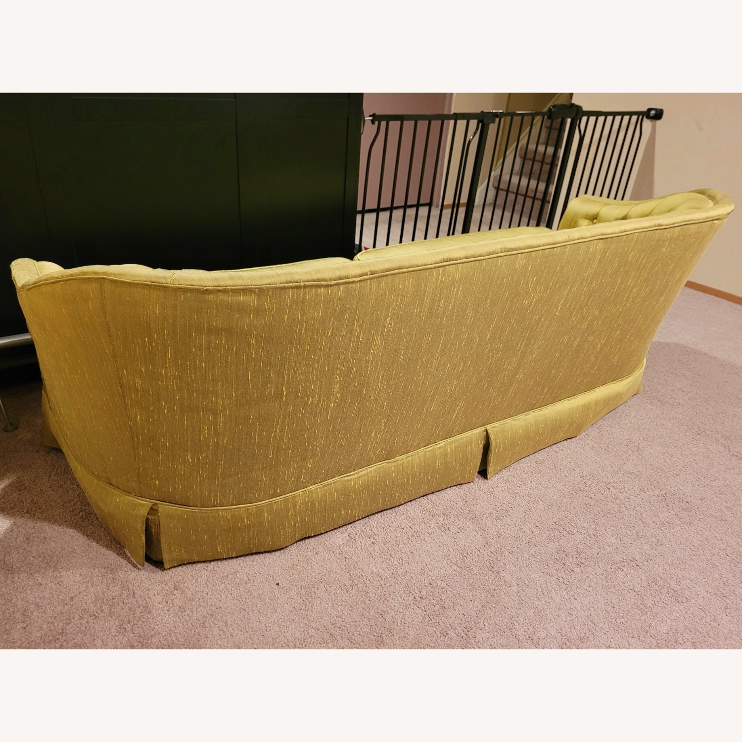 Vintage/Antique Green Silk 2 Seater Sofa - image-5