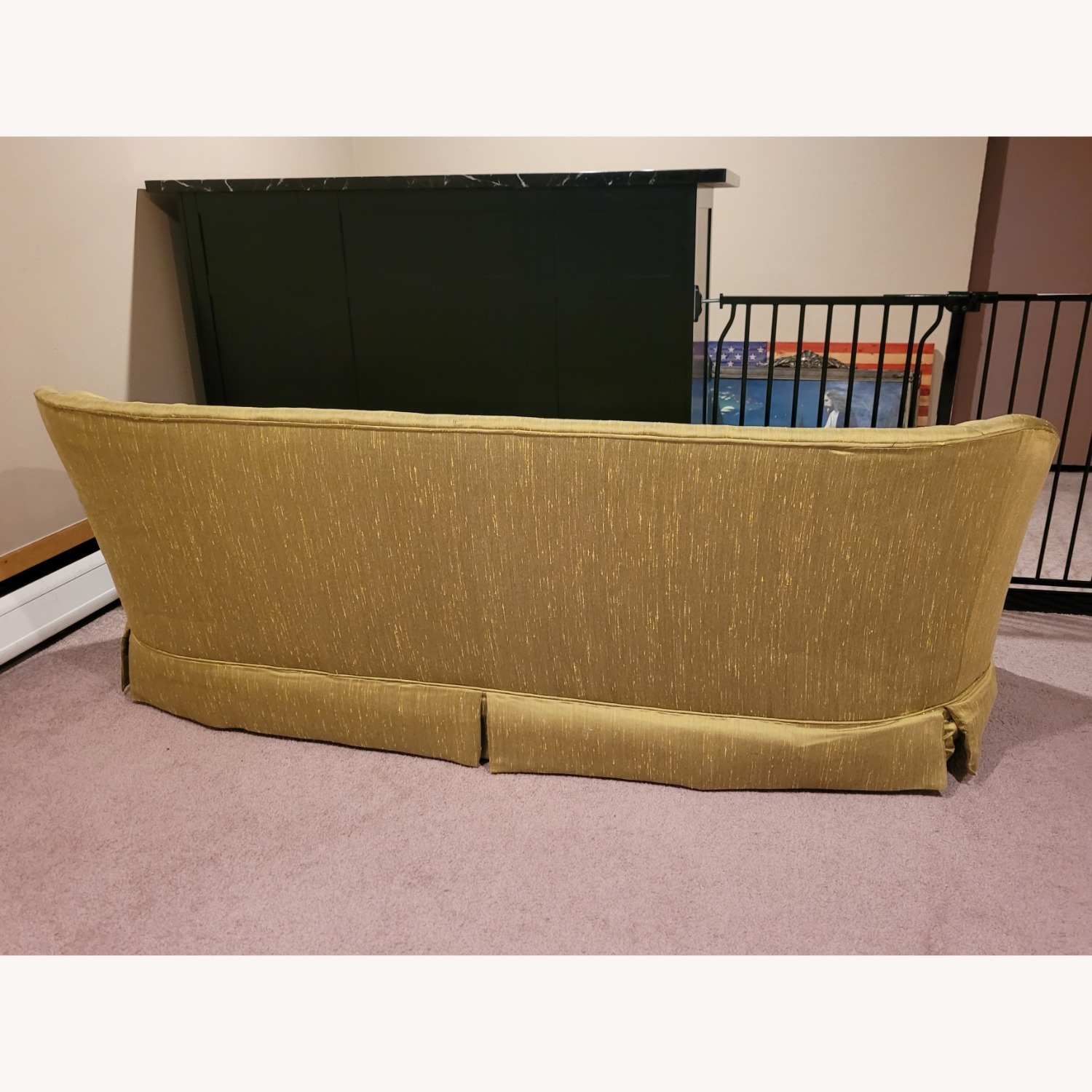 Vintage/Antique Green Silk 2 Seater Sofa - image-6