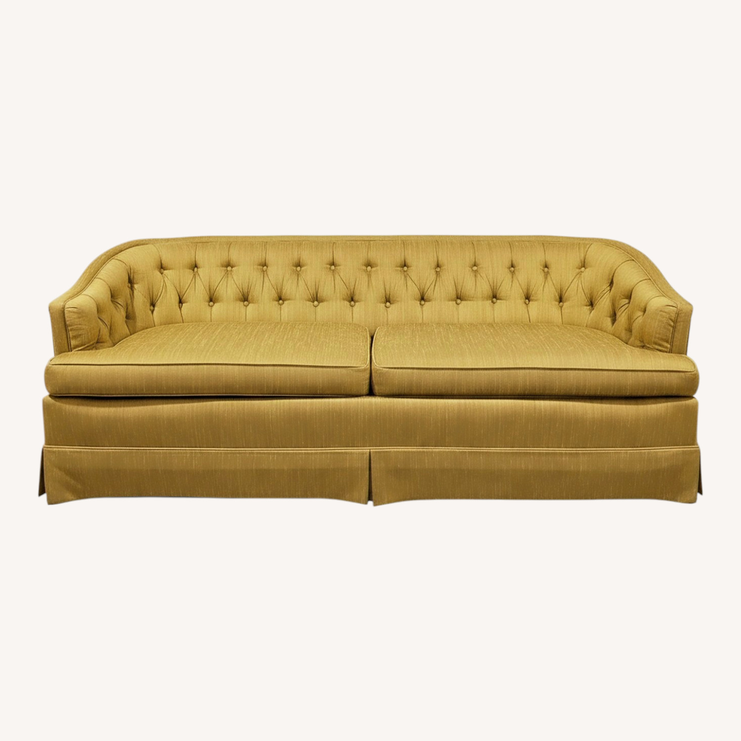 Vintage/Antique Green Silk 2 Seater Sofa - image-0