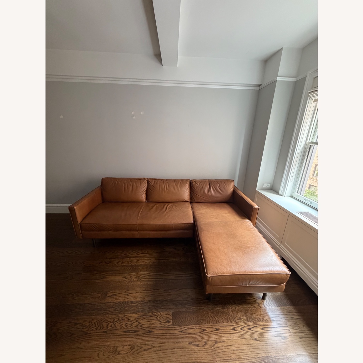 West Elm Axel Leather 2-Piece Chaise Sectional (91") - image-1