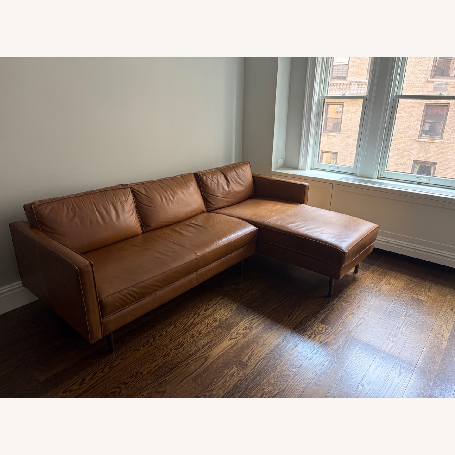 West Elm Axel Leather 2-Piece Chaise Sectional (91") - image-3