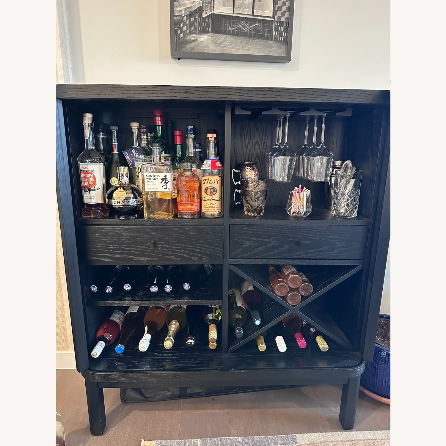 Pottery Barn Arlo Black Wood Bar Cart - image-5