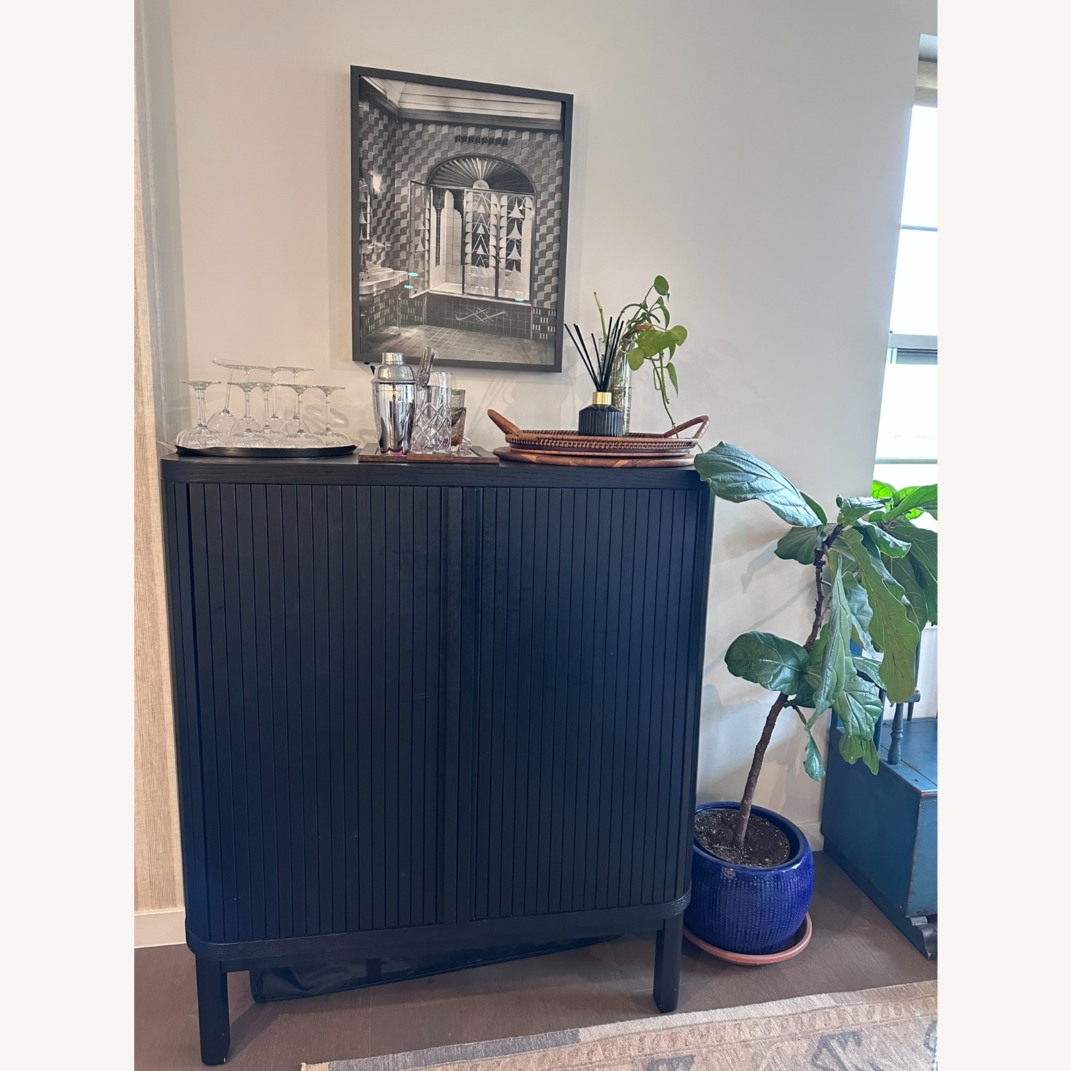 Pottery Barn Arlo Black Wood Bar Cart - image-4