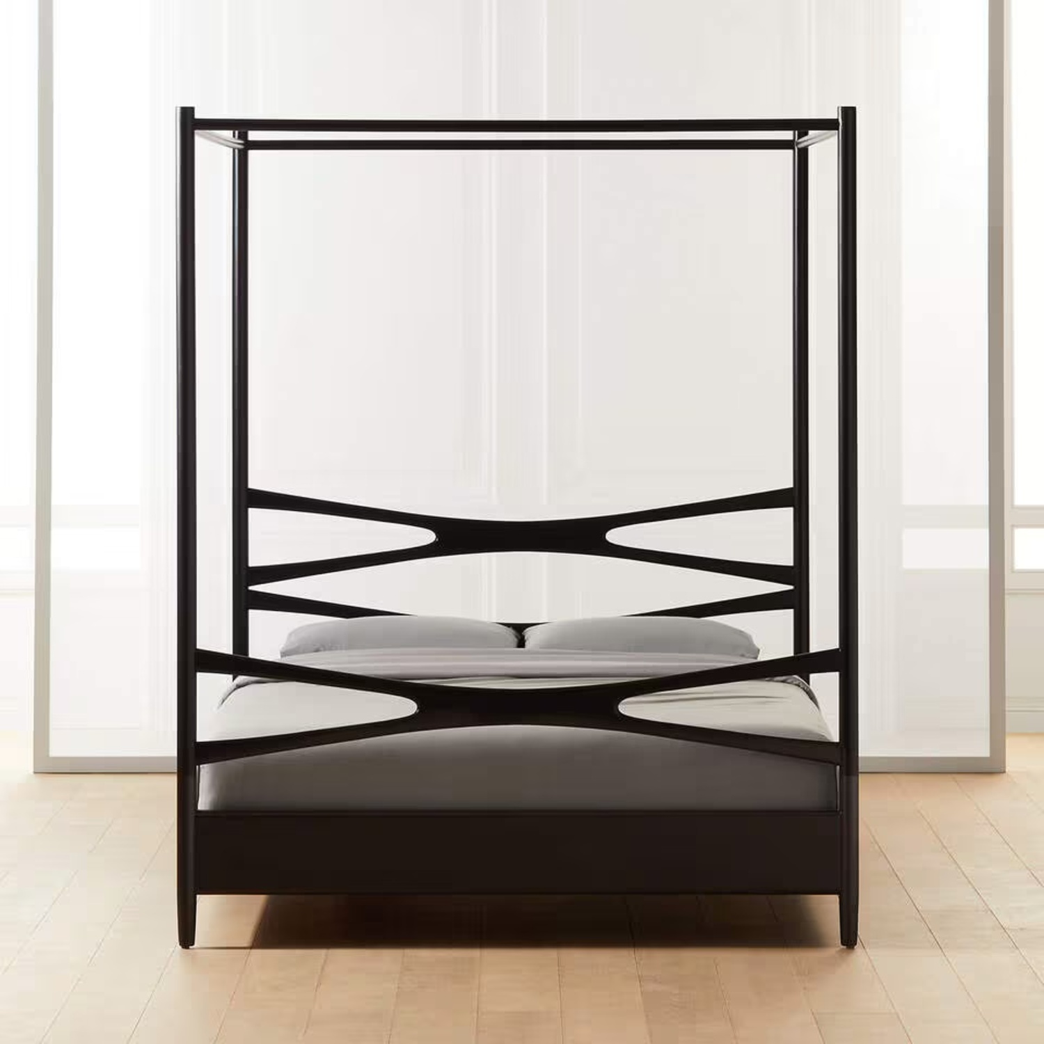 CB2 Oslo Canopy Dark Brown Queen Bed - image-6