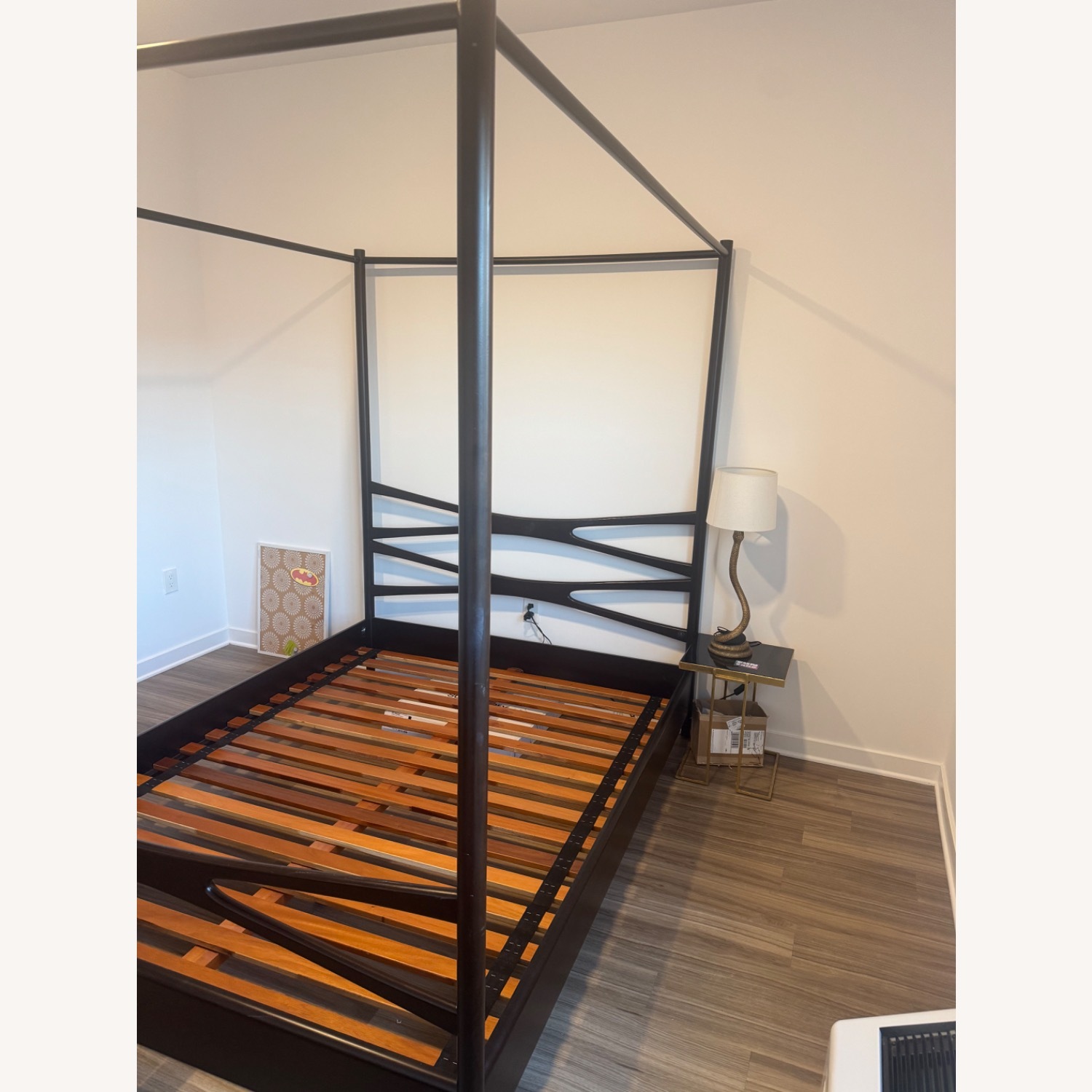 CB2 Oslo Canopy Dark Brown Queen Bed - image-5