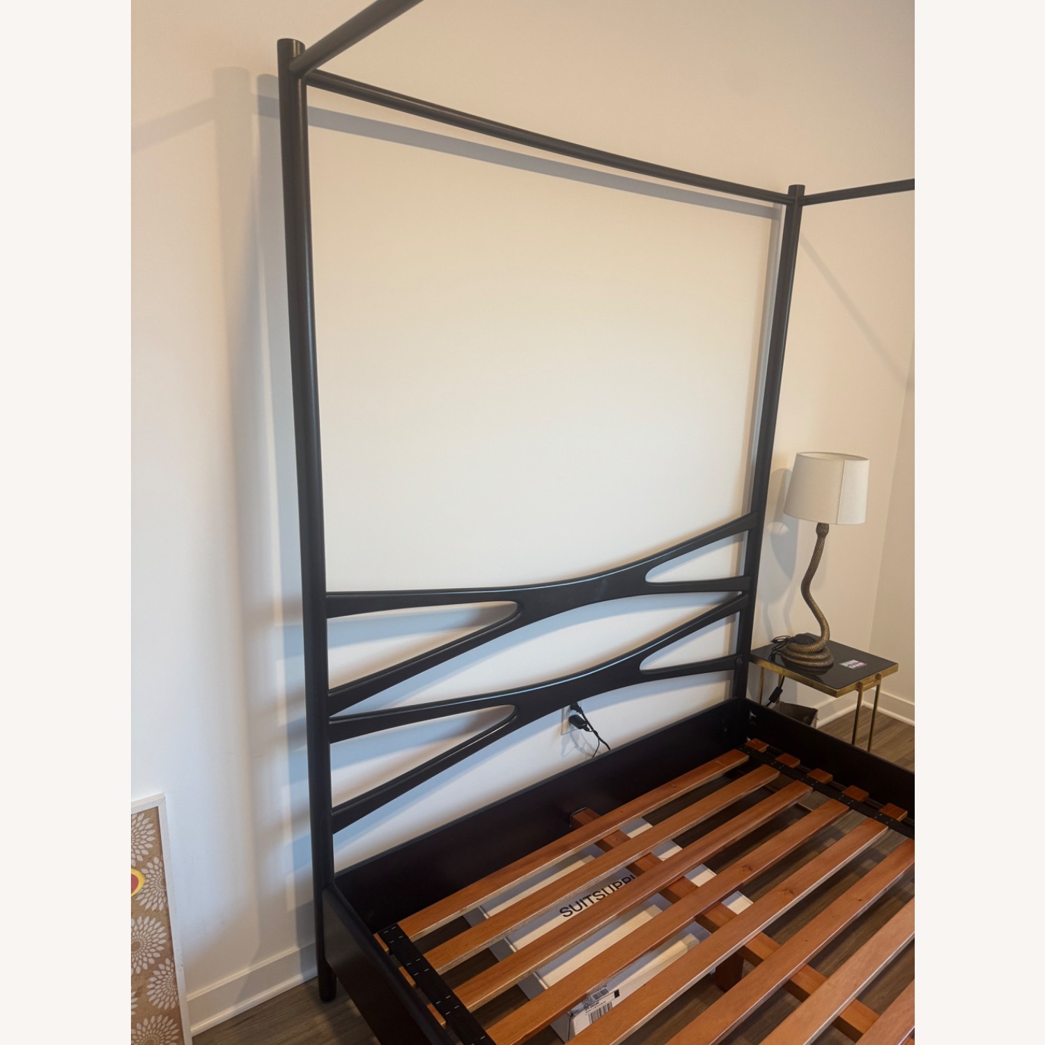 CB2 Oslo Canopy Dark Brown Queen Bed - image-3