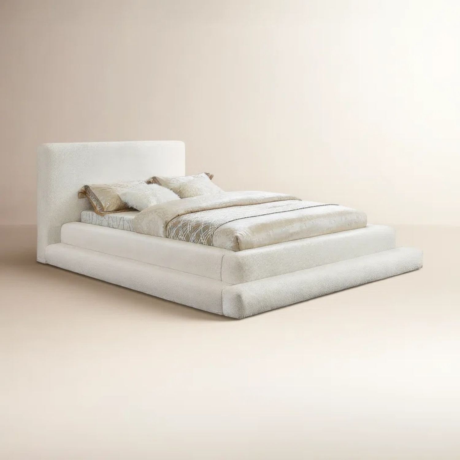 Wrought Studios Hoffarth White Fabric King Bed - image-5