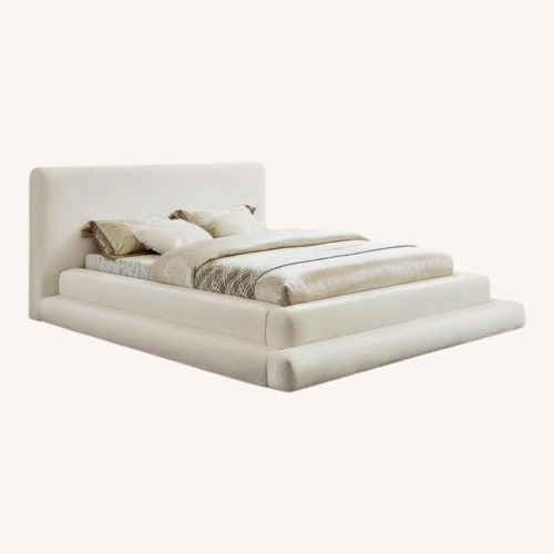 Used Wrought Studios Hoffarth White Fabric King Bed for sale on AptDeco