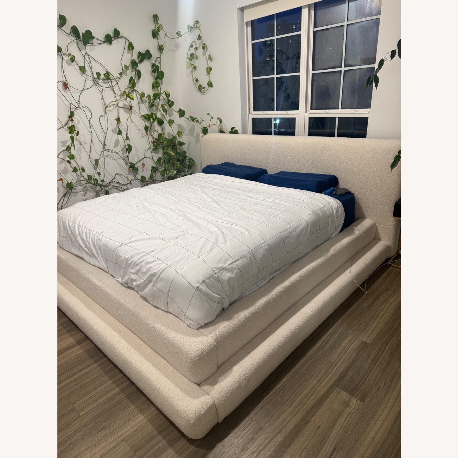 Wrought Studios Hoffarth White Fabric King Bed - image-4