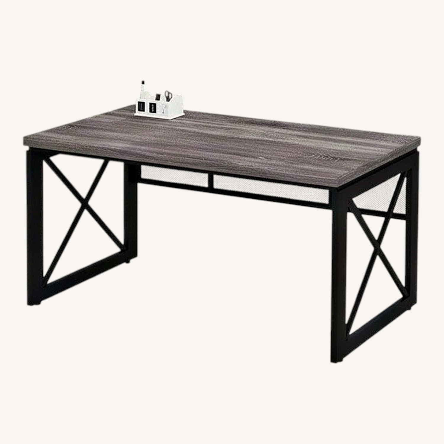 Dark Brown Wood Desk - image-0