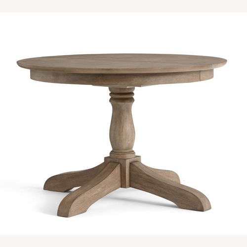 Used Pottery Barn Owen Extendable Table + Gray Chairs for sale on AptDeco