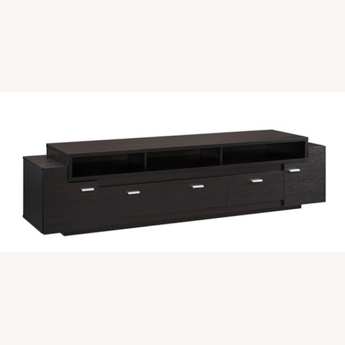 Used ioHOMES Coley Dark Brown Modern 3-Drawer TV Stand for sale on AptDeco