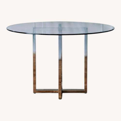 Used CB2 Silverado Chrome 47" Round Modern Dining Table for sale on AptDeco