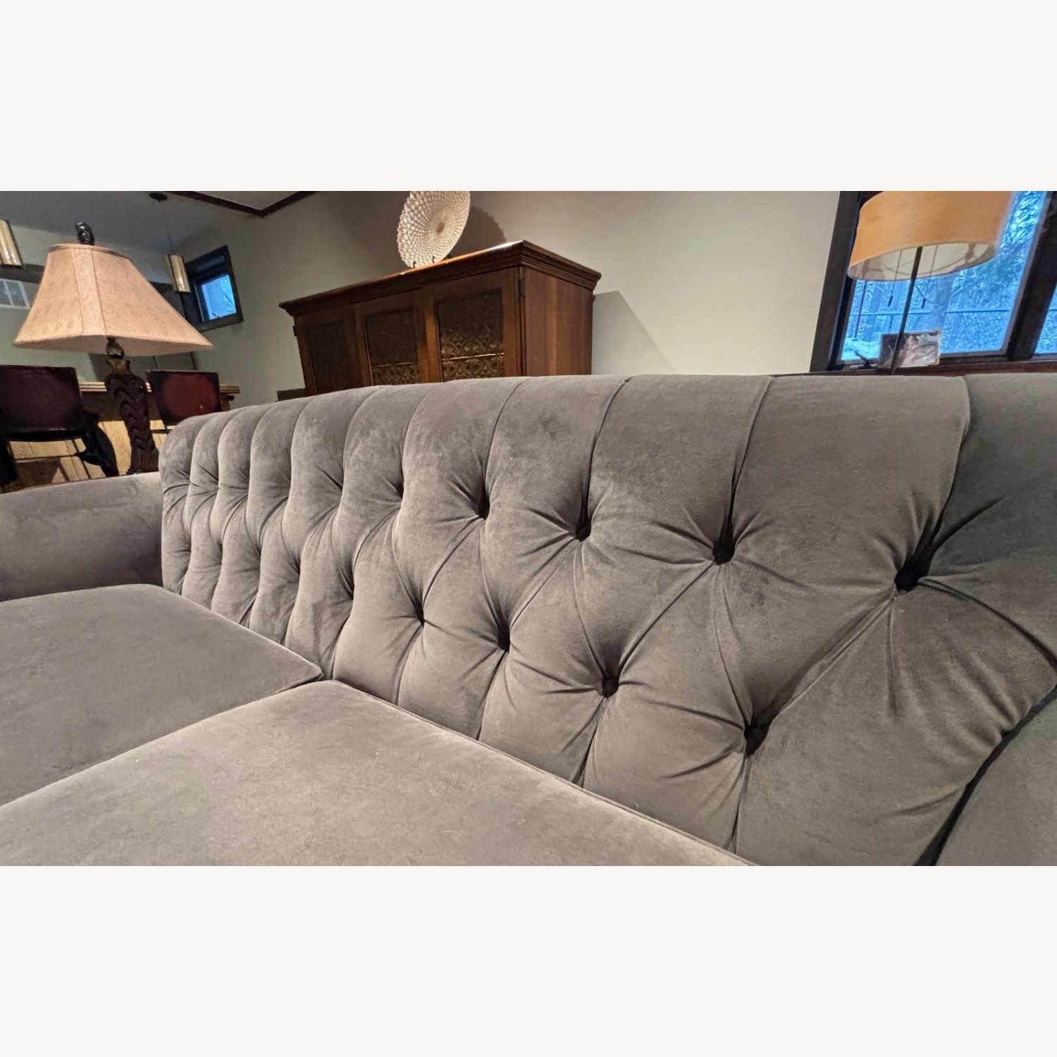Arhaus Preston Dark Gray Velvet 3+ Seater Sofa - image-2